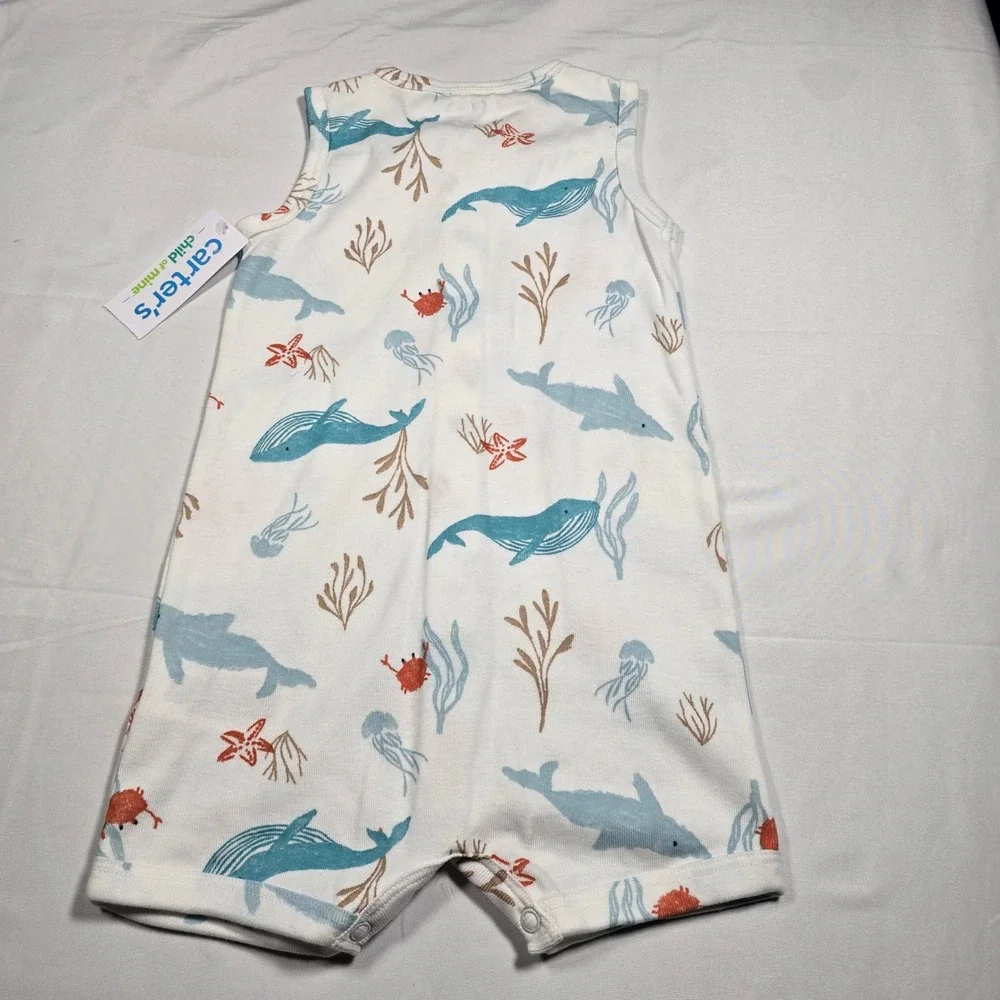 Carters Baby Boys 18M‎ Romper Nautical Whale Sea Life White NWT